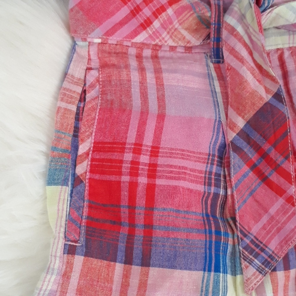 Linen high rise plaid shorts - Picture 2 of 5